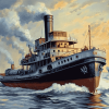 Steam Towboat Ocean Scenes Diamond Painting