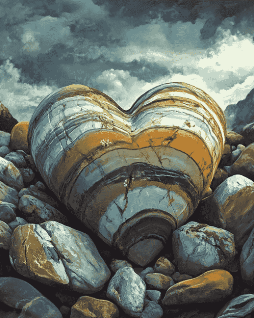 Stone Heart Landscape Diamond Painting