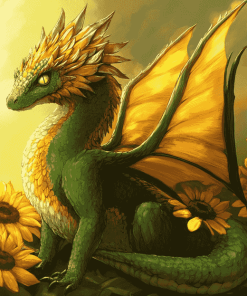 Sunflower Fantasy Dragon Diamond Painting