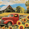 Sunflower Farm Truck Diamond Painting