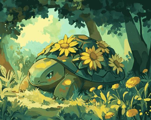 Sunflowers Torterra Pokemon Diamond Painting