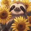 Sunflowers and Sloths Cartoon Diamond Painting