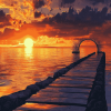 Sunset Beach Bridge Diamond Painting