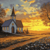 Sunset Country Church Diamond Painting