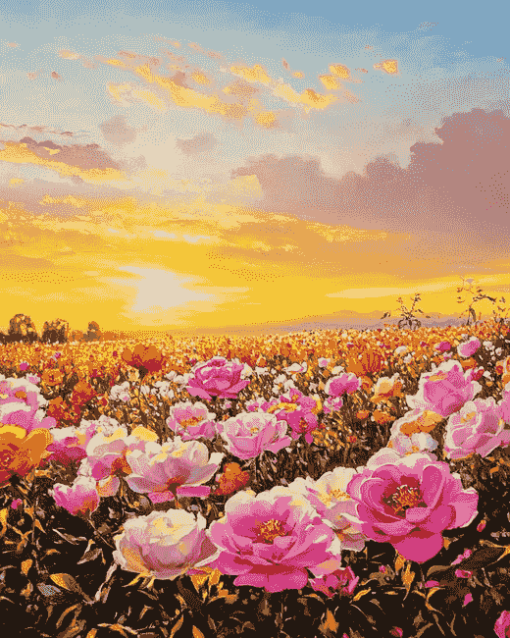 Sunset Flower Garden Diamond Painting