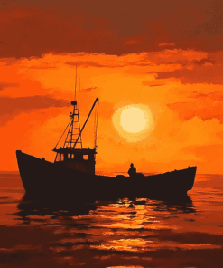 Sunset Ocean Silhouette Diamond Painting