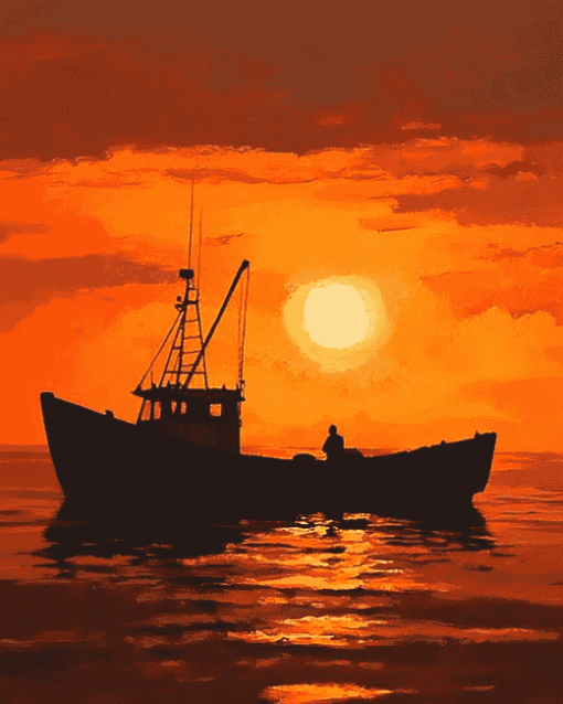 Sunset Ocean Silhouette Diamond Painting