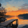 Sunset Over Bridge Lake Diamond Painting