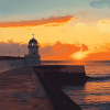 Sunset Over Cadiz Pier Diamond Painting