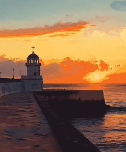 Sunset Over Cadiz Pier Diamond Painting