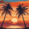 Sunset Palm Trees Diamond Painting