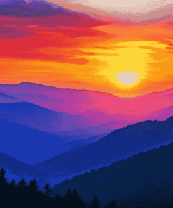 Sunset Smokey Mountains Diamond Painting