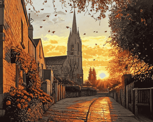 Sunset View of Louth Cathedral Diamond Painting