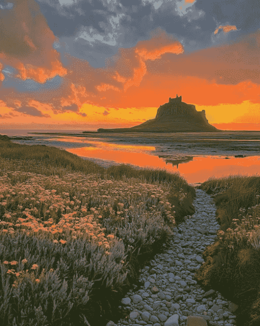 Sunset on Lindisfarne Island Diamond Painting