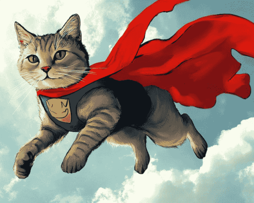 Superhero Cat Animation Diamond Painting