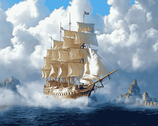 Tall Ship Sailboat Diamond Painting