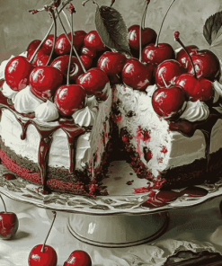 Tasty Cherry Cake Diamond Painting