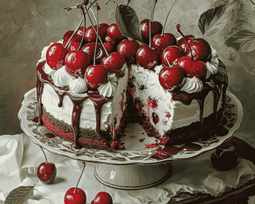 Tasty Cherry Cake Diamond Painting