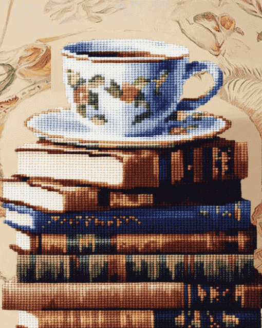 Teacup Books Cross Stitch Diamond Painting