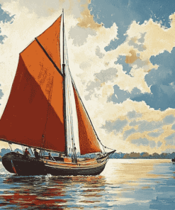 Thames Sailing Barge Landscapes Diamond Painting