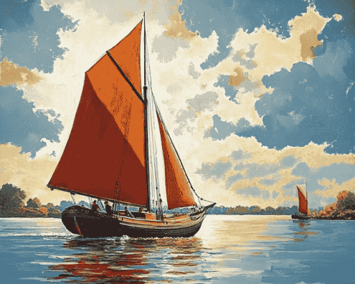 Thames Sailing Barge Landscapes Diamond Painting