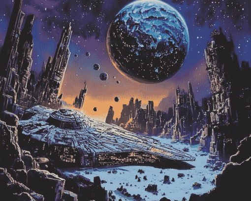 The Space Death Star Animation Diamond Painting