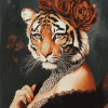 The Vintage Tiger Lady Diamond Painting