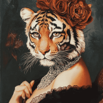 The Vintage Tiger Lady Diamond Painting