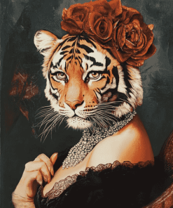 The Vintage Tiger Lady Diamond Painting