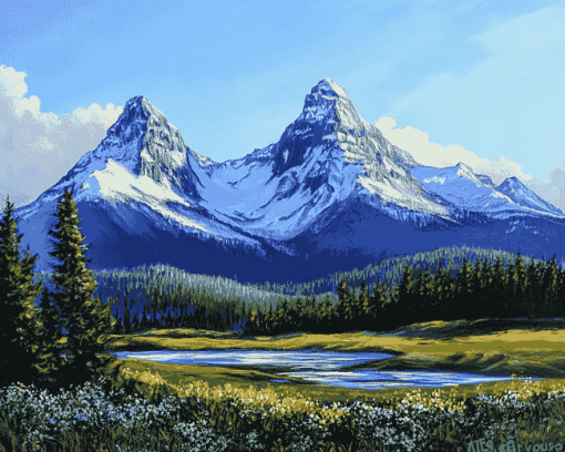 Three Sisters Mountains Oregon Diamond Painting