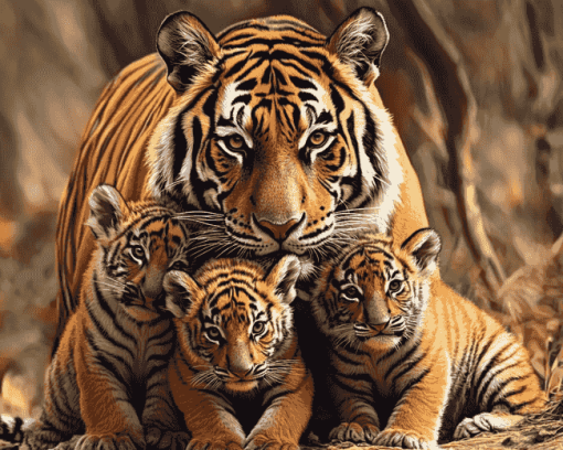 Tiger Cubs Art Diamond Painting