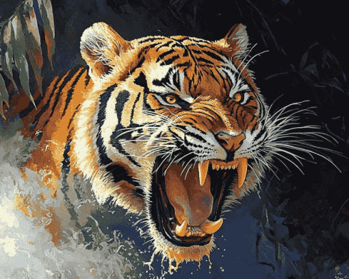 Tiger and Leopard Roaring Diamond Painting