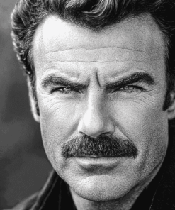 Tom Selleck Iconic Black and White Diamond Painting