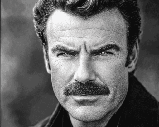 Tom Selleck Iconic Black and White Diamond Painting