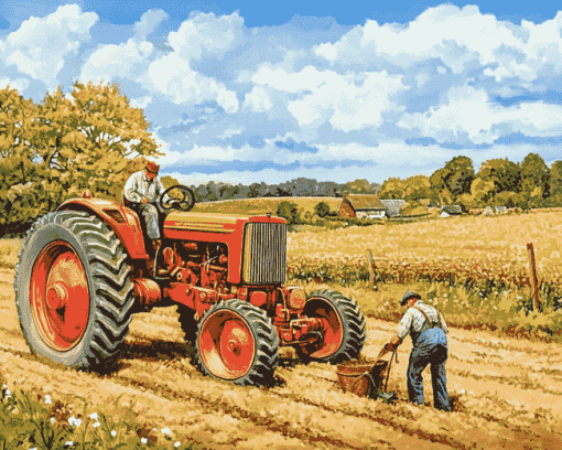 Tractor Scene Diamond Painting