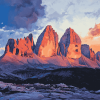 Tre Cime Di Lavaredo Sunset Diamond Painting