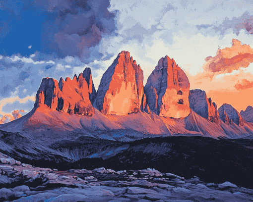 Tre Cime Di Lavaredo Sunset Diamond Painting