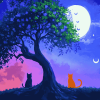 Tree Cats Night Diamond Painting