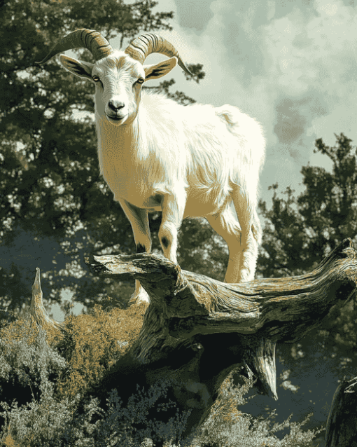 Tree Climbing Goat Diamond Painting