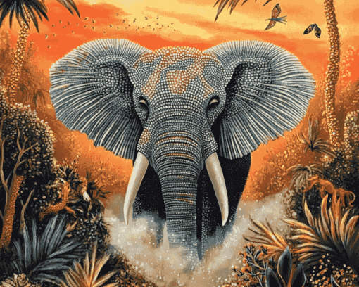 Tropical Elephant Wildlife Diamond Painting