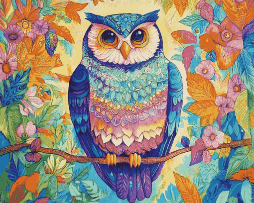 Tropical Owl Mandala Diamond Painting