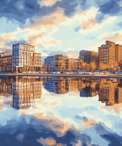 Troy Cityscape Reflections Diamond Painting