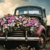 Truck with Flowers Diamond Painting