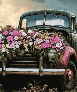 Truck with Flowers Diamond Painting