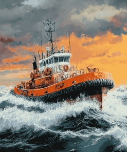 Tug Boats on the Ocean Diamond Painting