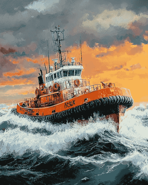 Tug Boats on the Ocean Diamond Painting