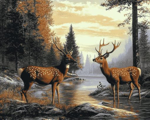 Two Deer Among Nature Diamond Painting