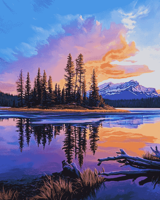 Two Jack Lake Sunset Diamond Painting