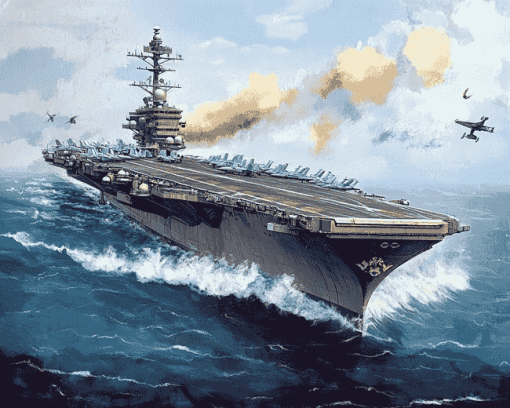 USS Enterprise Seascape Diamond Painting