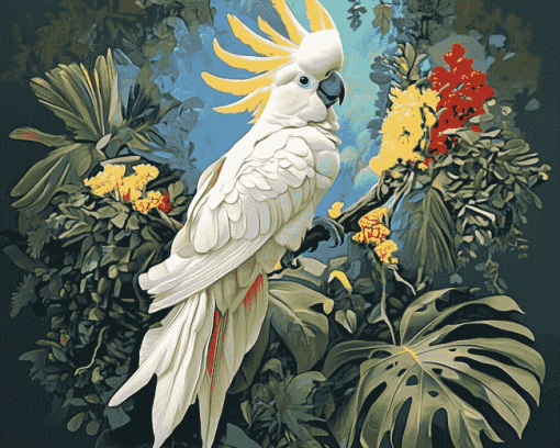 Umbrella Cockatoo Parrot Diamond Painting